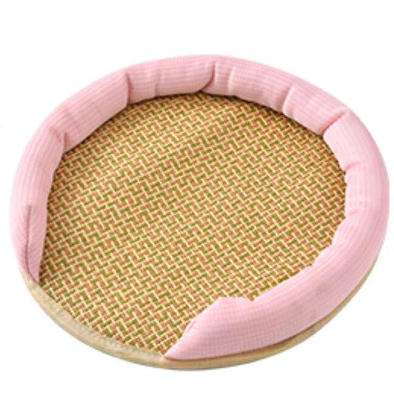Cooling Rattan Pet Bed with Breathable Cushion for Cats - Stylish and Comfortable Design