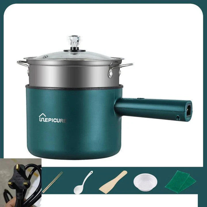 Emerald Green or Sapphire Blue Multi-Function Electric Cooker with Steaming Grid and Intuitive Controls