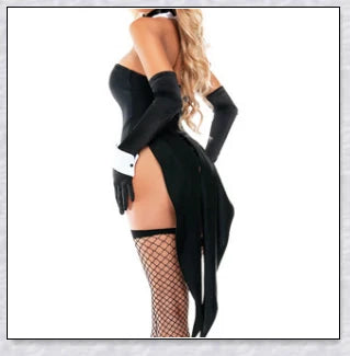Elegant velvet bunny costume with a captivating design, perfect for Halloween, roleplay, and costume parties