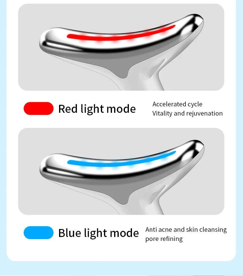 Neck and Face Beauty Device with Colorful LED Photon Therapy for Skin Tightening, Wrinkle Reduction and Double Chin Removal