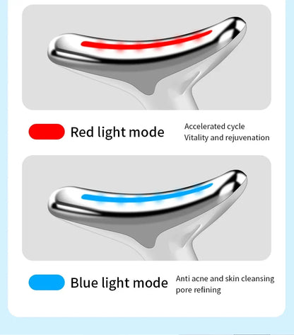 Neck and Face Beauty Device with Colorful LED Photon Therapy for Skin Tightening, Wrinkle Reduction and Double Chin Removal