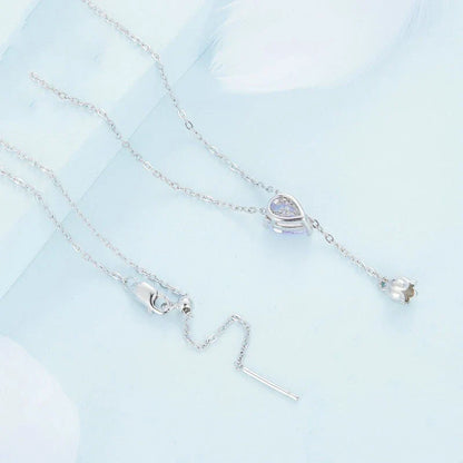 Platinum-plated water drop zircon flower smart pendant with adjustable chain length and delicate design
