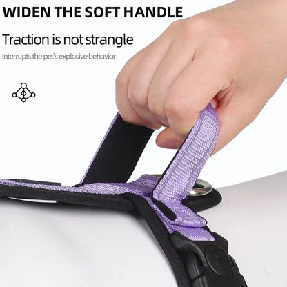 Adjustable No-Pull Dog Harness with Reflective Strips for Enhanced Visibility and Safety
