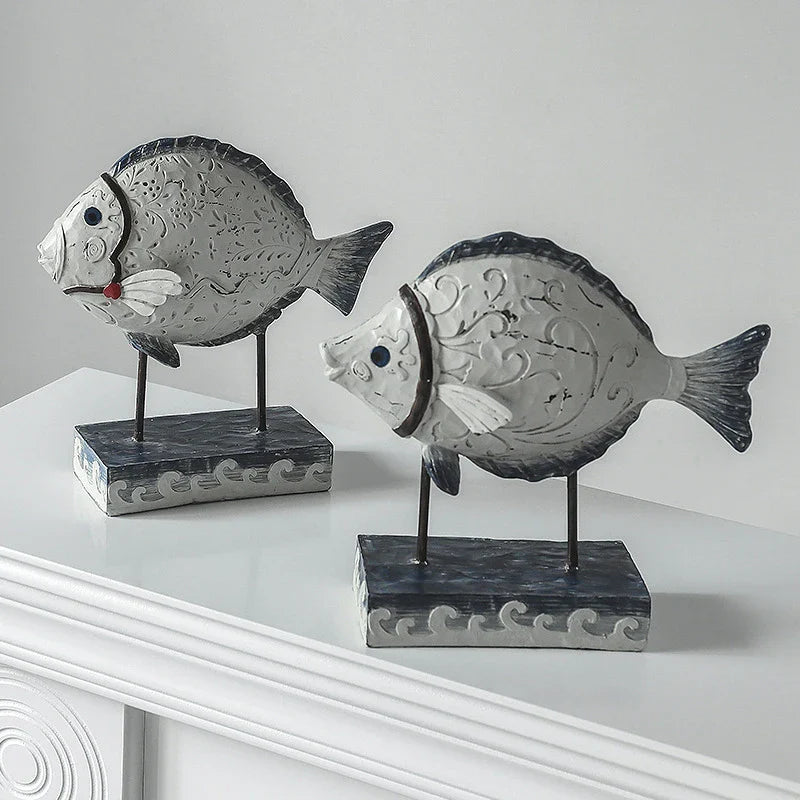 Elegant resin ornament of a toothed deep-sea fish, a nature-inspired accent piece for home decor