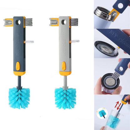 Trendha 4-in-1 Bottle Gap Cleaner Brush with U-shaped silicone scrubber, angled corner brush, and twisted wire gap brush for comprehensive cup and bottle cleaning