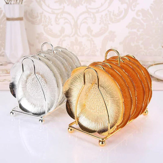 Elegant and durable plate coaster in a beautiful gold and silver finish, perfect for protecting surfaces and adding a touch of refined style to your home.