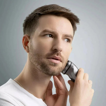 Advanced cordless electric face shaver with 3D floating heads and ultra-thin double ring cutter for a smooth, comfortable shave