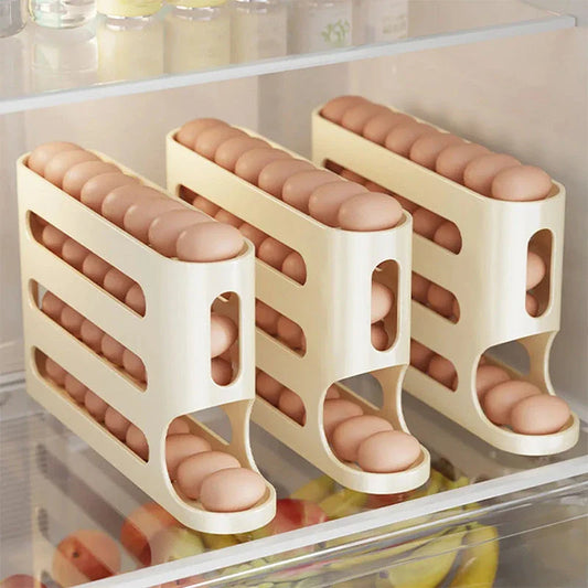 Egg Holder Organizer with Sliding Rail Shelf for Refrigerator - Durable, Space-Saving Design Holds Up to 30 Eggs