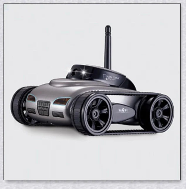 Compact remote-controlled camera tank with wireless control and 20-metre camera range