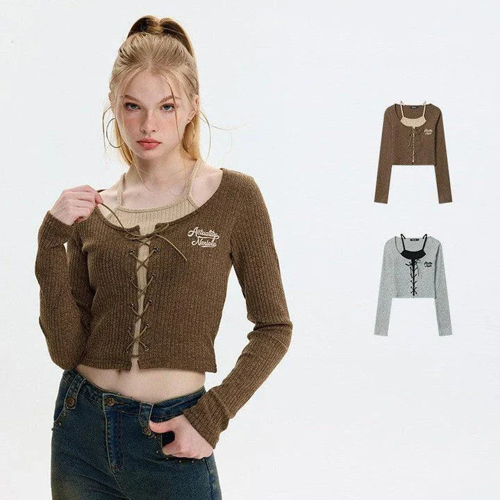 Elegant and cosy embroidered knit cardigan in grey and coffee colours, featuring long sleeves and a slim fit silhouette for stylish British women