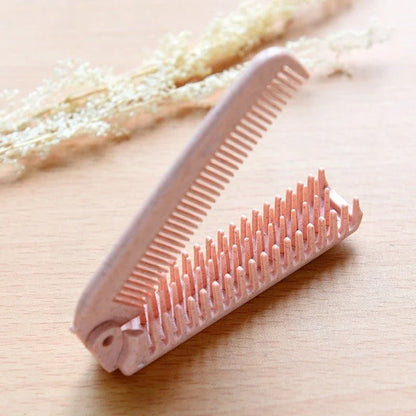 Premium folding anti-static hair brush and comb made from sustainable wheat straw materials for effortless and frizz-free styling