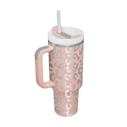 Premium insulated travel mug with straw, made of high-quality stainless steel to keep drinks hot or cold for up to 24 hours