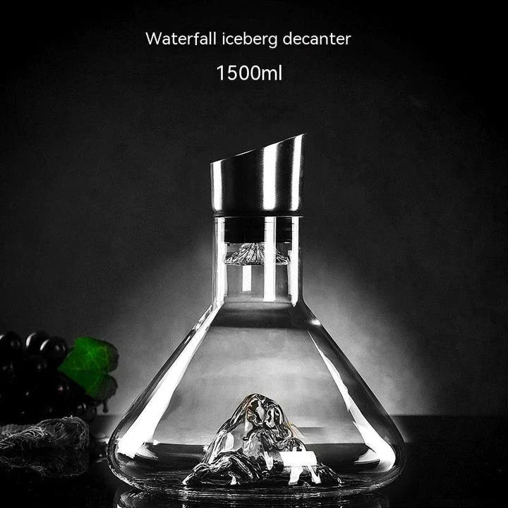 Premium crystal wine decanter with innovative 'waterfall' design for enhanced aeration and flavour release