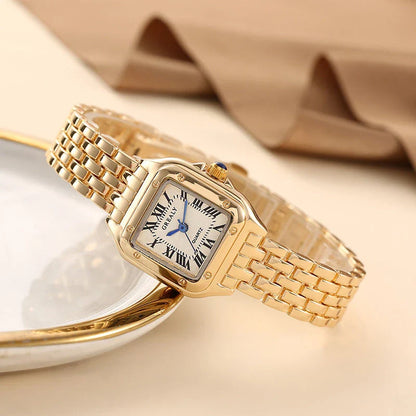Luxury Fashion Square Women's Watch with stainless steel case and bracelet, elegant square dial design