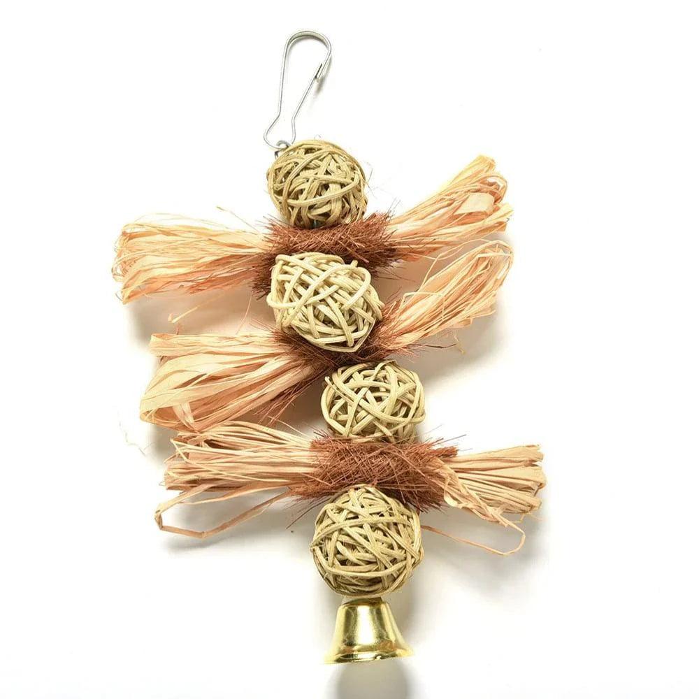 Premium bird chewing toys made of durable Lafite grass, providing enrichment and promoting healthy beaks for pet birds.