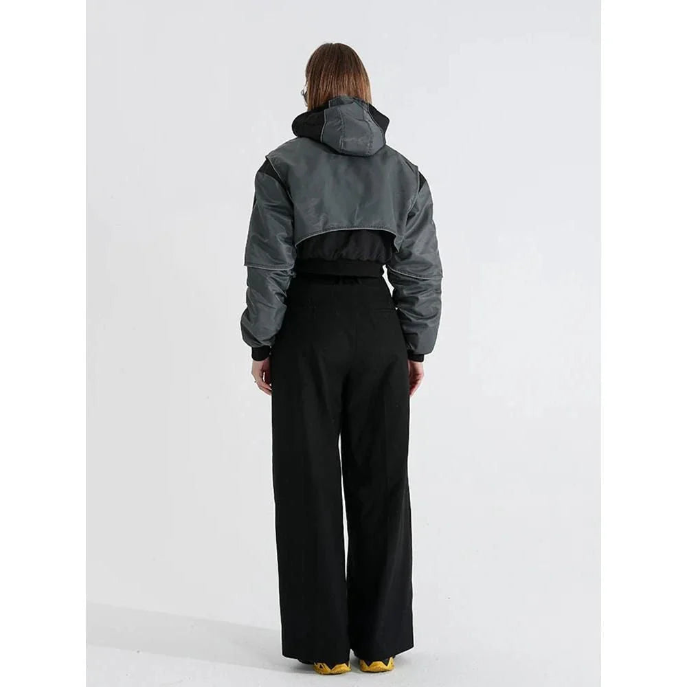 A stylish autumn hooded jacket with reflective splicing and a patchwork design, providing both fashion and visibility.