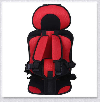 Adjustable infant car seat cushion with 5-point harness, plush padding, and foldable design for safe and comfortable travel with children
