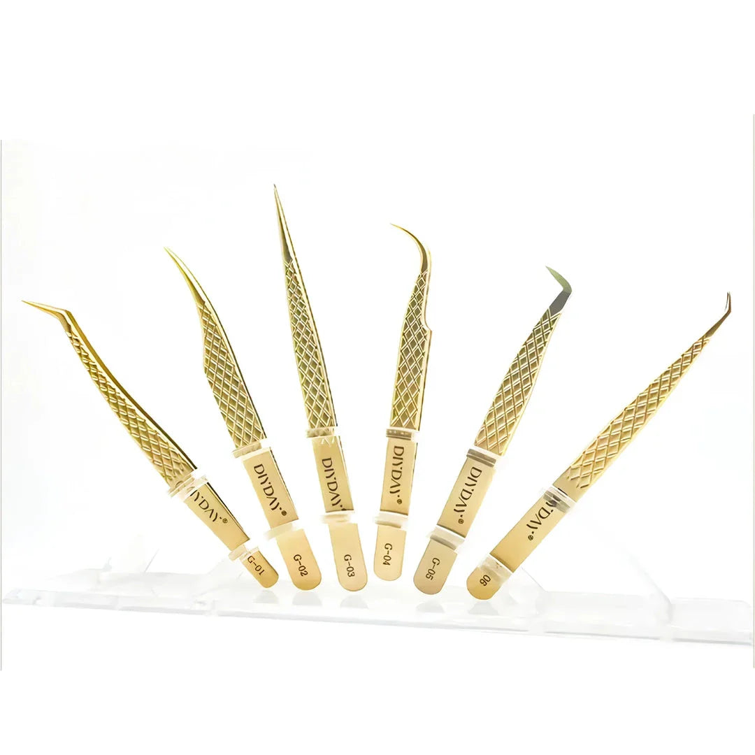 Premium precision anti-slip eyelash extension tweezers made with durable stainless steel for flawless lash application