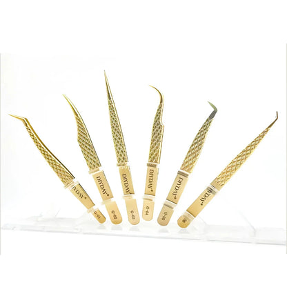 Premium precision anti-slip eyelash extension tweezers made with durable stainless steel for flawless lash application
