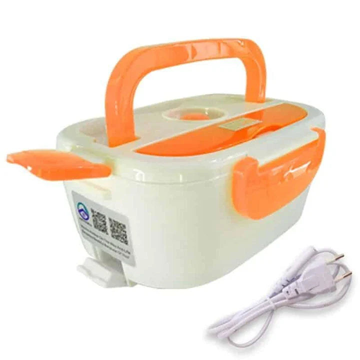 Portable Electric Heating Lunch Box with 1.2-litre capacity, 40-watt heating, and durable plastic construction for hot, freshly prepared meals on the go.