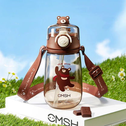 Eco-Friendly 520ml Kids Water Bottle with Vibrant Cartoon Design, Durable Tritan Construction, and Convenient Straw & Strap