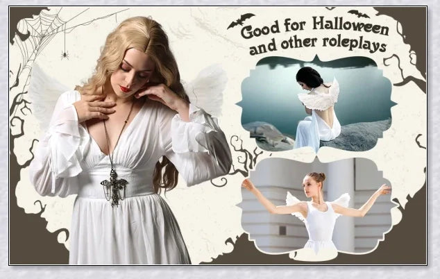 Captivating 3D Angel & Devil Wings in angelic white and devilish black colours, perfect for Halloween, masquerade, and costume parties