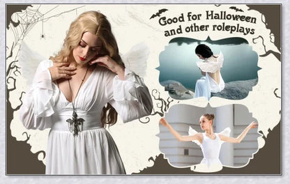 Captivating 3D Angel & Devil Wings in angelic white and devilish black colours, perfect for Halloween, masquerade, and costume parties