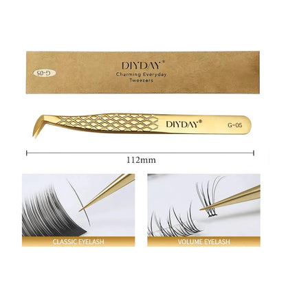 Premium precision anti-slip eyelash extension tweezers made with durable stainless steel for flawless lash application