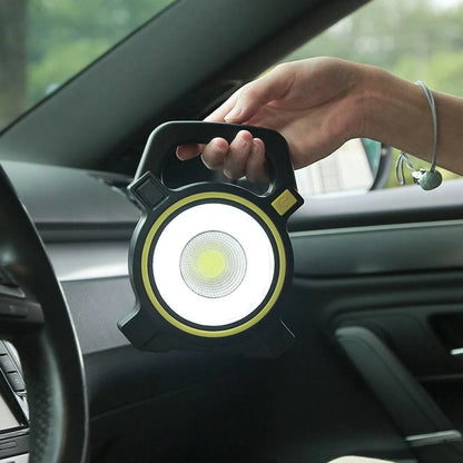 Portable USB-Rechargeable LED Work Lamp with bright LED beam, compact and lightweight design for easy portability, and USB charging capabilities