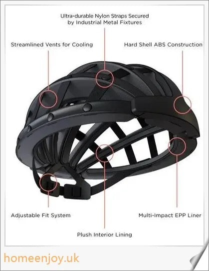 Foldable bicycle helmet made with premium materials for superior impact protection and ventilation