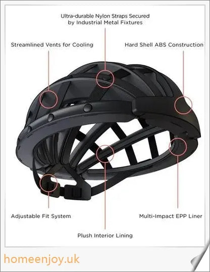 Foldable bicycle helmet made with premium materials for superior impact protection and ventilation