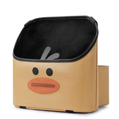 Cute Cartoon Leather Car Seat Organiser with Multi-Function Storage for Papers, Cups, and Phablet