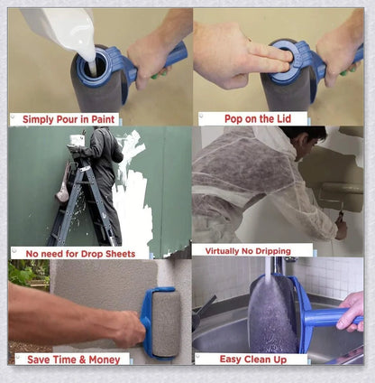Paint Roller Pro No-Mess Kit with large paint chamber and micro-fibre roller head for flawless, mess-free painting