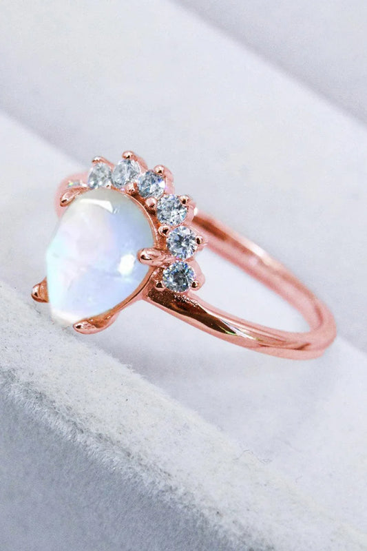 Elegant 925 sterling silver ring featuring a natural moonstone with a captivating blue-violet shimmer