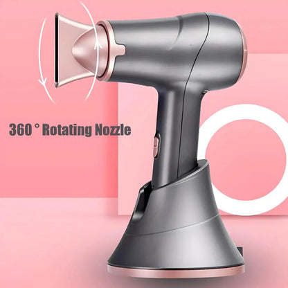 Cordless rechargeable travel hair dryer with 300W hot and cool air functionality, perfect for styling hair anywhere