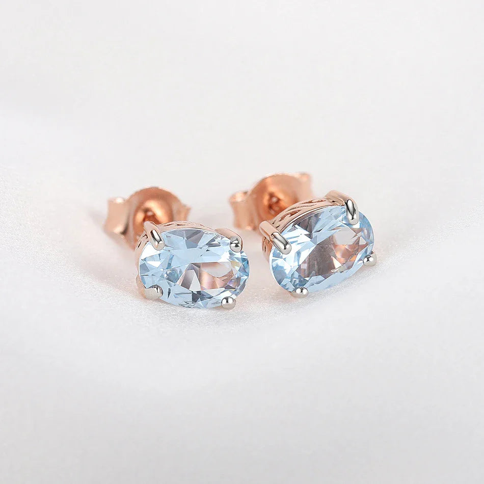 Pair of rose gold-plated sterling silver earrings with a minimalist, geometric design