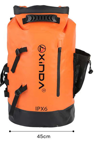 Premium weatherproof backpack with spacious main compartment, customisable pockets, and breathable mesh back panel for outdoor adventures.