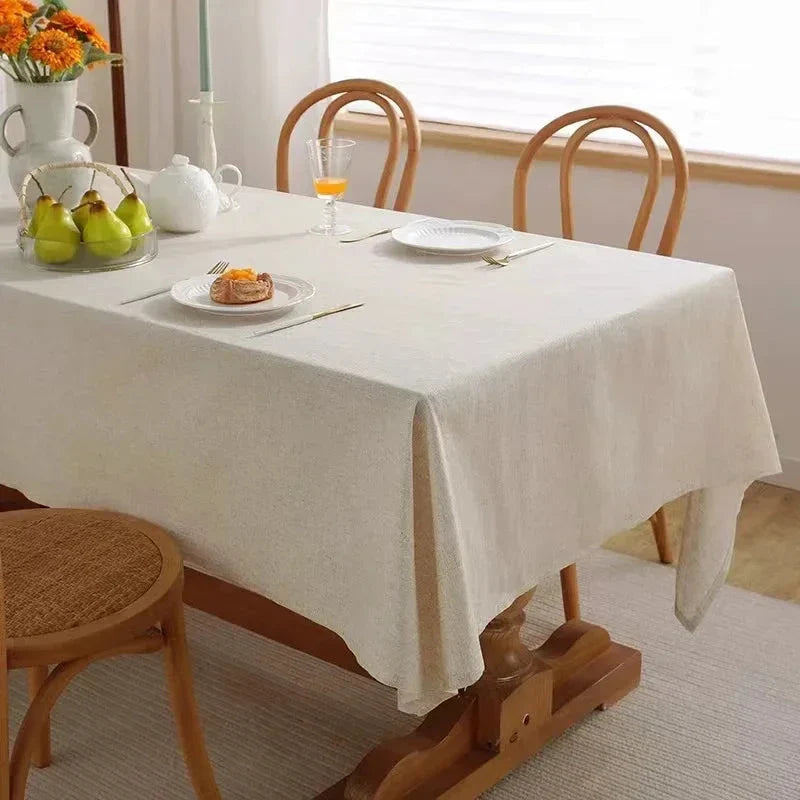 Elegant flax fabric tablecloth in various sizes, perfect for weddings, home parties, and dining banquets