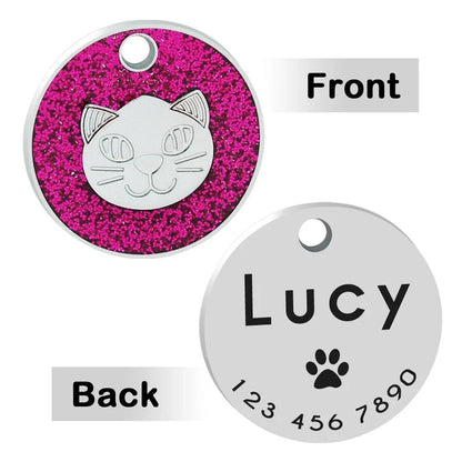Premium stainless steel ID tag with personalised engraving and glitter accent, a stylish accessory for everyday use
