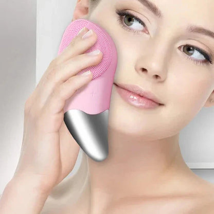 Electric Sonic Ultrasonic Silicone Face Cleansing Brush with four adjustable speed settings for customised skincare