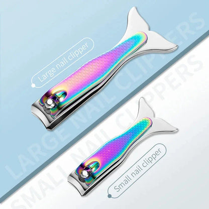Mermaid-inspired stainless steel nail clipper with curved blades for precise and effortless nail trimming
