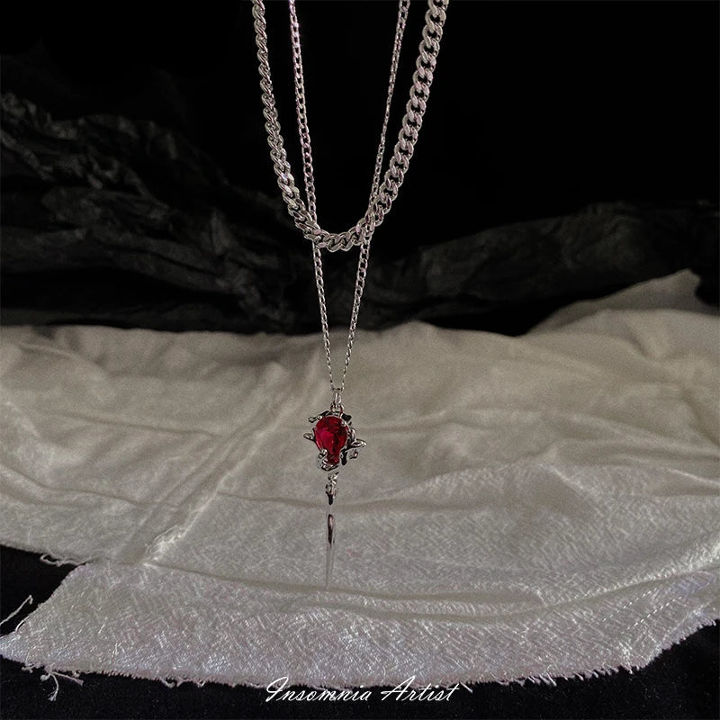 Elegant Gothic Vampire Sceptre Necklace with sceptre-inspired pendant and semi-precious stone embellishments