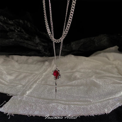 Elegant Gothic Vampire Sceptre Necklace with sceptre-inspired pendant and semi-precious stone embellishments