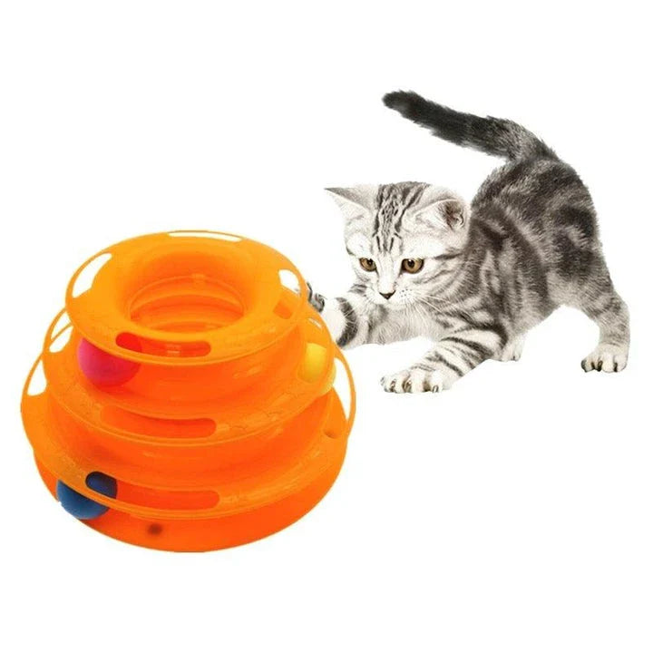 Premium Cat Activity Tower with Colourful Ball and Winding Track