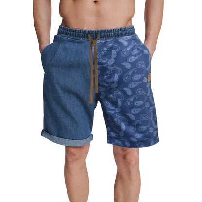 Casual sports shorts for men in a stylish patchwork design, made from soft, breathable cotton for all-day comfort.
