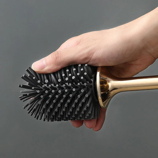 Long Handle Silicone Toilet Brush with Ergonomic Design, Scratch-Resistant Bristles, and Convenient Wall-Mounted Storage