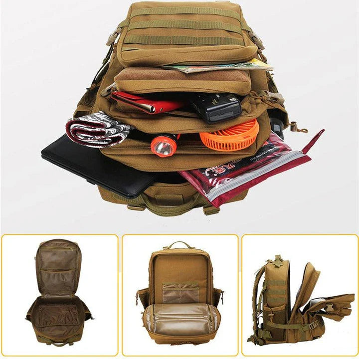 Oxford fabric waterproof backpack with large 45-litre capacity, multiple pockets, and comfortable padded straps for daily use and outdoor adventures
