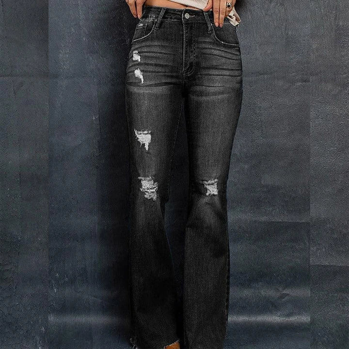 Premium high-waisted wide-leg denim trousers in a chic, versatile design