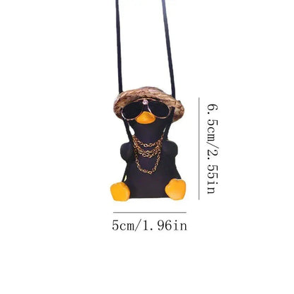 Charming swinging duck car accessory with guitar and coke-themed design, offering a unique and personalized driving experience
