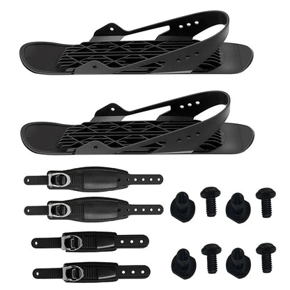 Adjustable mini ski skates with durable nylon and aluminium alloy construction, suitable for UK snow sports enthusiasts